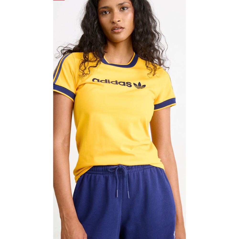 NEW ADIDAS ORIGINALS Women's XL Linear Tee KD3712 Yellow / Black